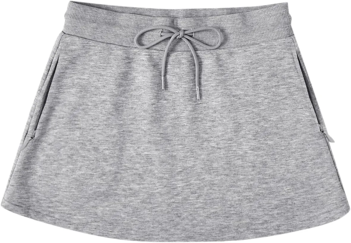 SOFIA'S CHOICE Mini Skirts for Women Summer Drawstring High Waist Sweat Skirt with Pockets