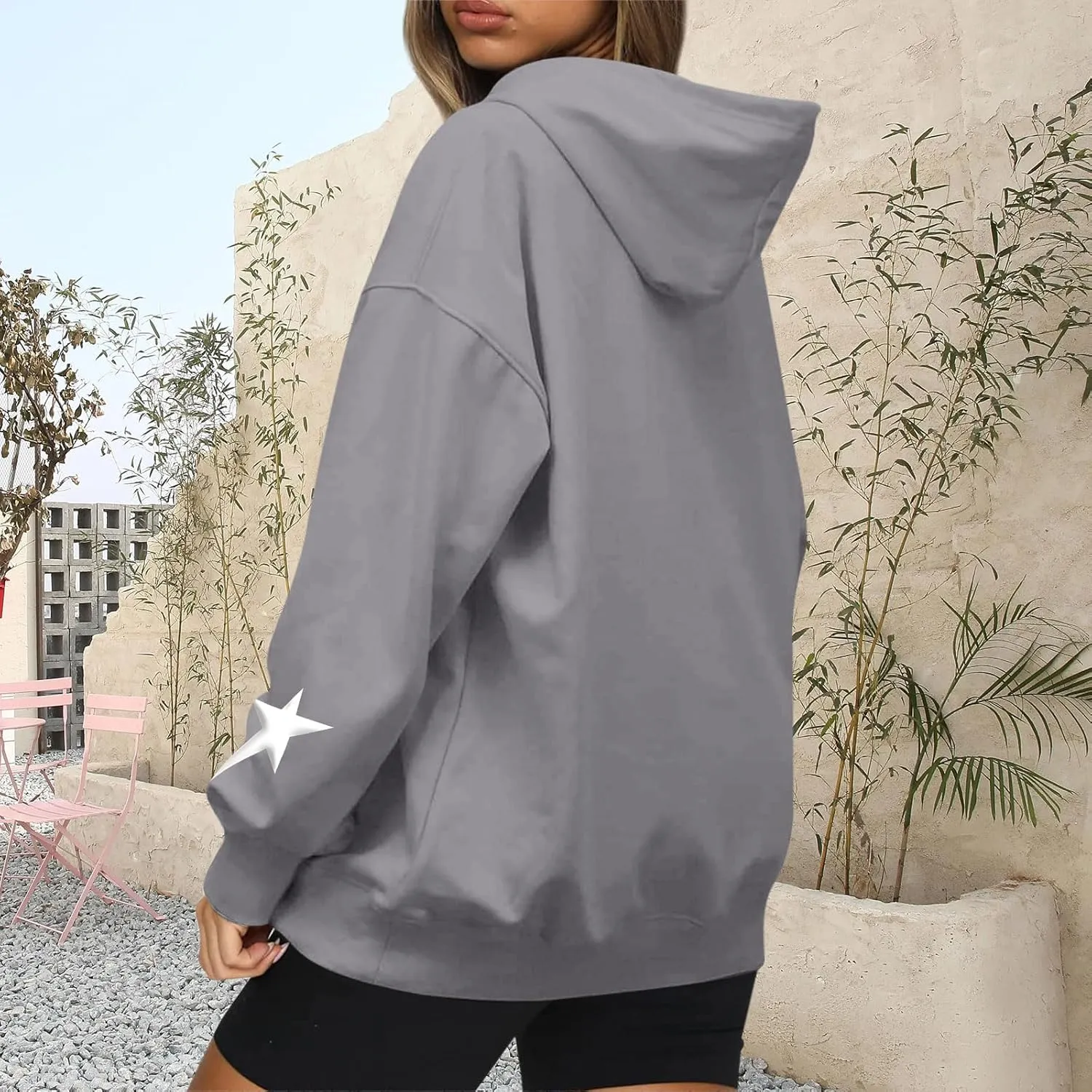 Star Hoodie Oversized Y2k Sweatshirts for Women Cute Stars Graphic Letter Print Hoodies Aesthetic Trendy Pullover