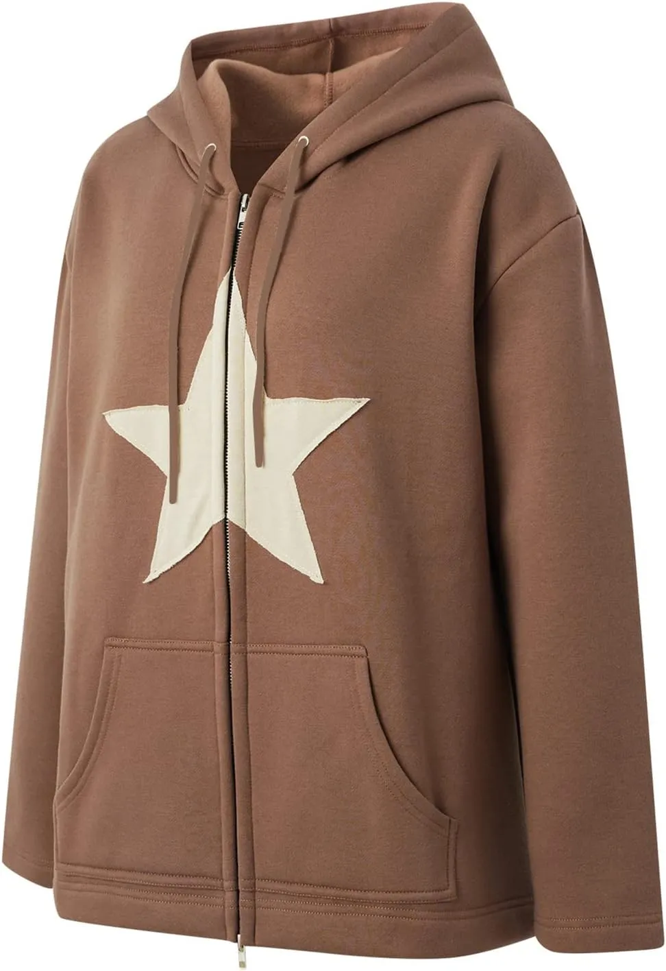 Sunwittafy Women's Y2k Zip Up Hoodie Star Print Hooded Sweatshirt Oversized Long Sleeve Jacket Harajuku Casual Streetwear