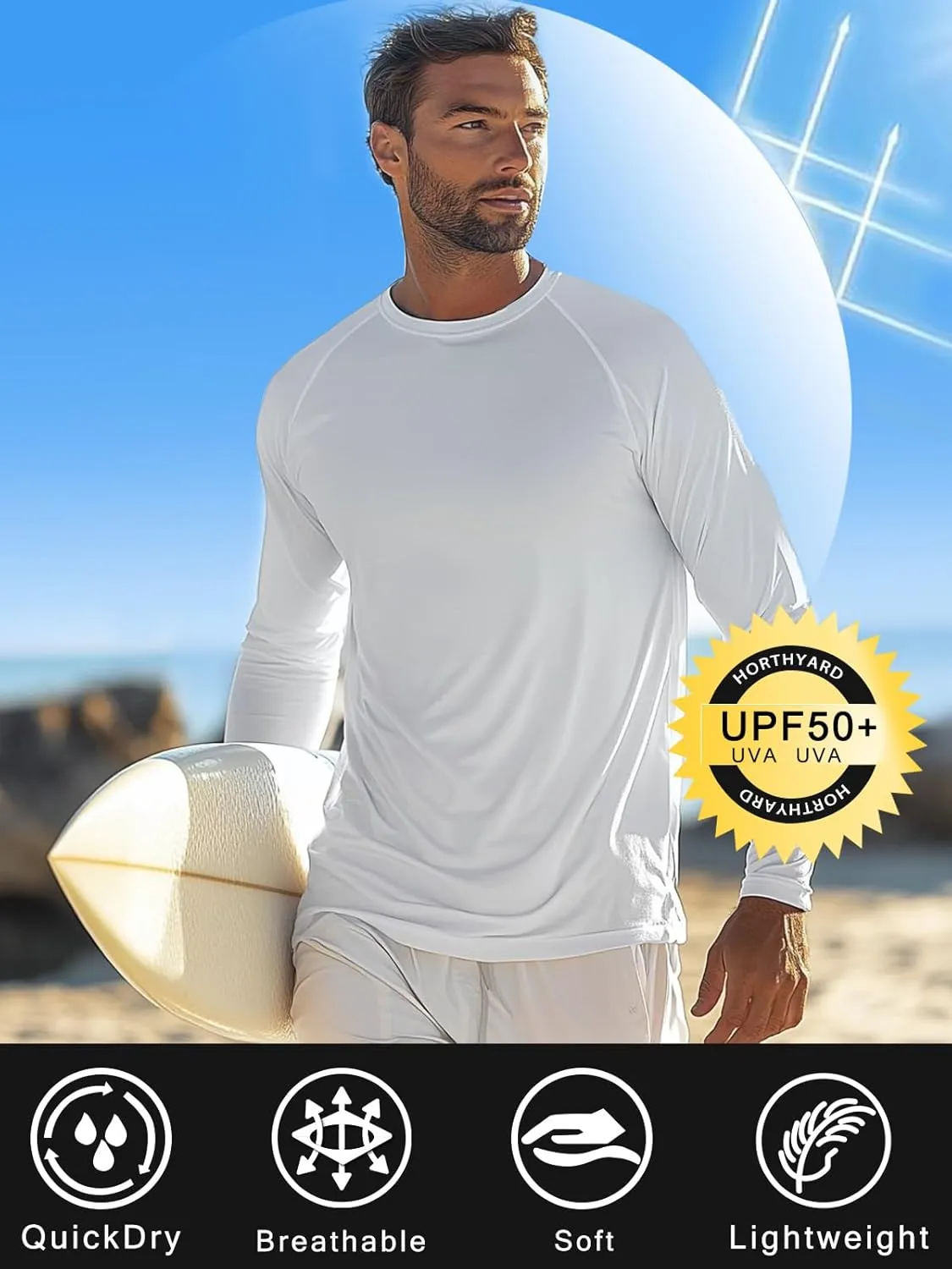 SWEET POISON Men's UPF 50  Sun Shirts Long Sleeve UV Protection Lightweight Dry Fit T-Shirt for Athletic Outdoor Tee