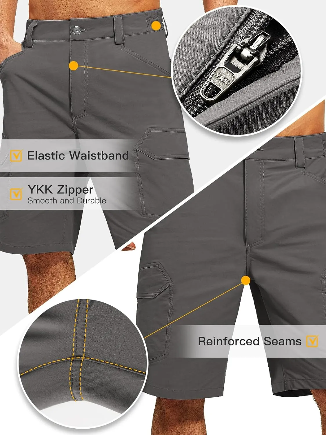 Tactical Cargo Shorts for Men Quick-Dry Lightweight Work Shorts with 7 Pockets,Durable Hiking Outdoor Short