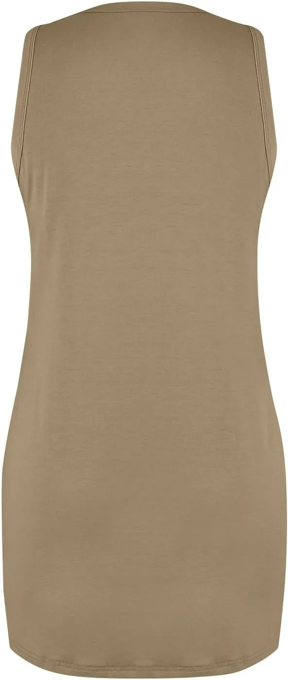 Tank Dresses for Women 2025 Summer Sleeveless Mini Dress with Pockets Beach Vacation Crew Neck Loose Flowy Sundress