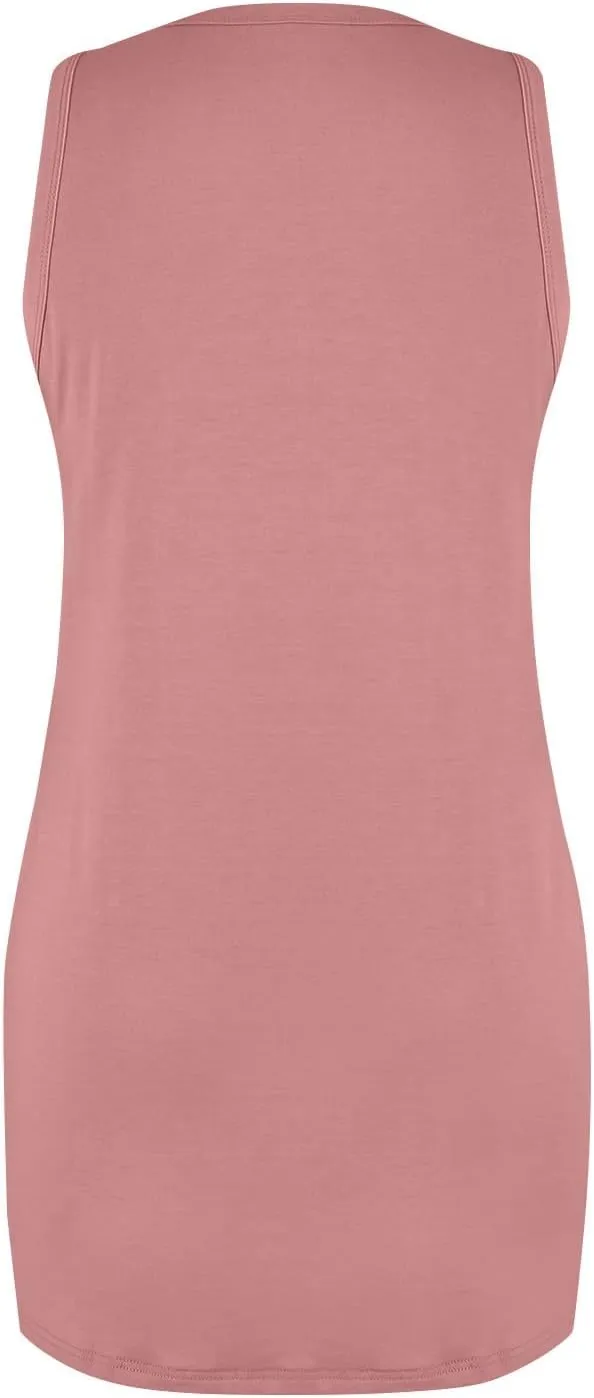 Tank Dresses for Women 2025 Summer Sleeveless Mini Dress with Pockets Beach Vacation Crew Neck Loose Flowy Sundress