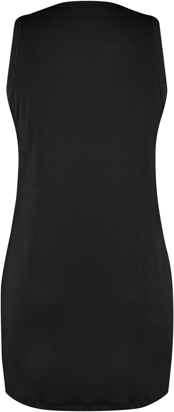 Tank Dresses for Women 2025 Summer Sleeveless Mini Dress with Pockets Beach Vacation Crew Neck Loose Flowy Sundress