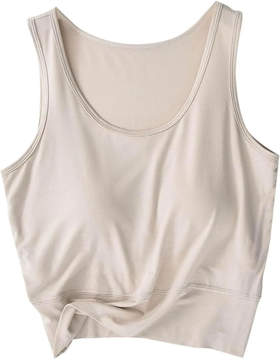 Tank Top with Bra, Racerback Workout Yoga Cropped Tops Undershirt Cotton Camisole Workout Sports Padded Cami