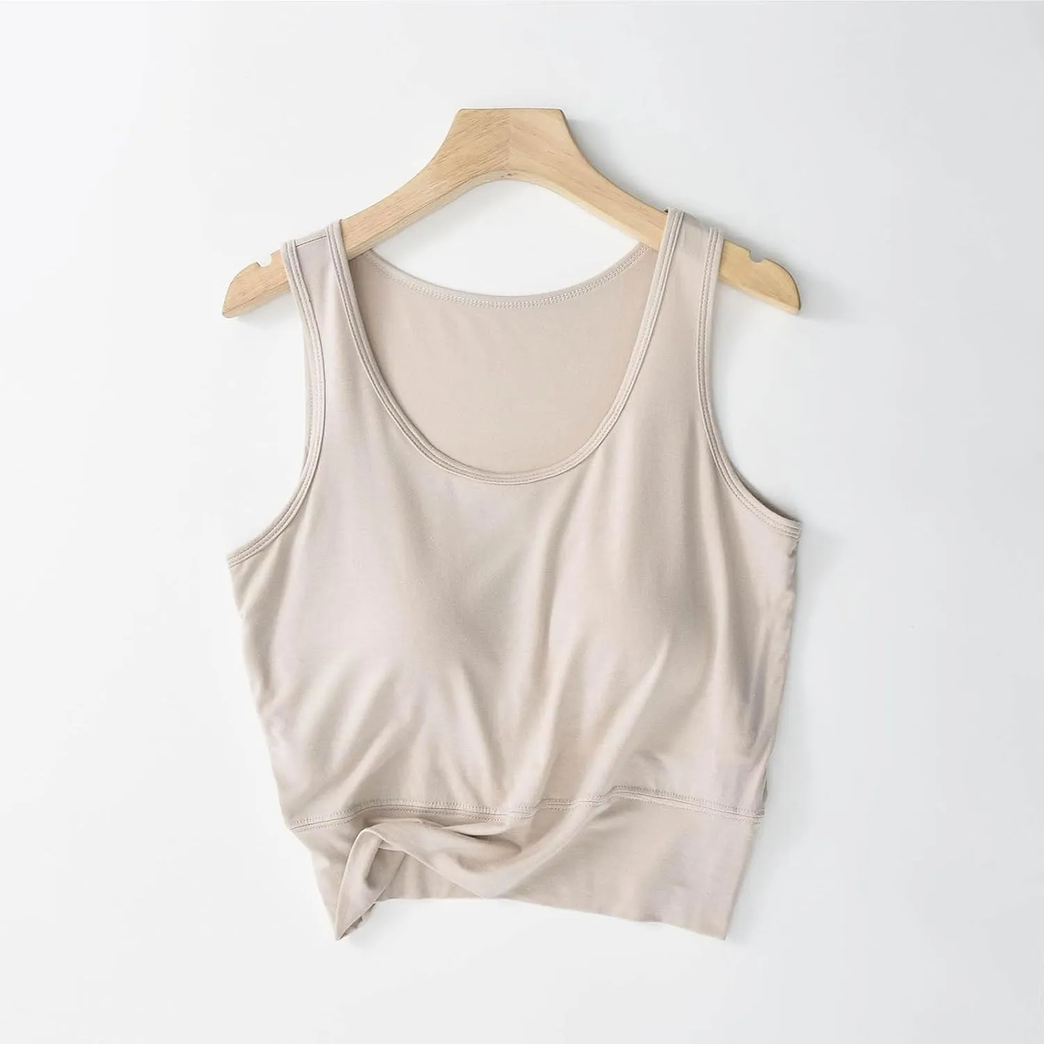Tank Top with Bra, Racerback Workout Yoga Cropped Tops Undershirt Cotton Camisole Workout Sports Padded Cami