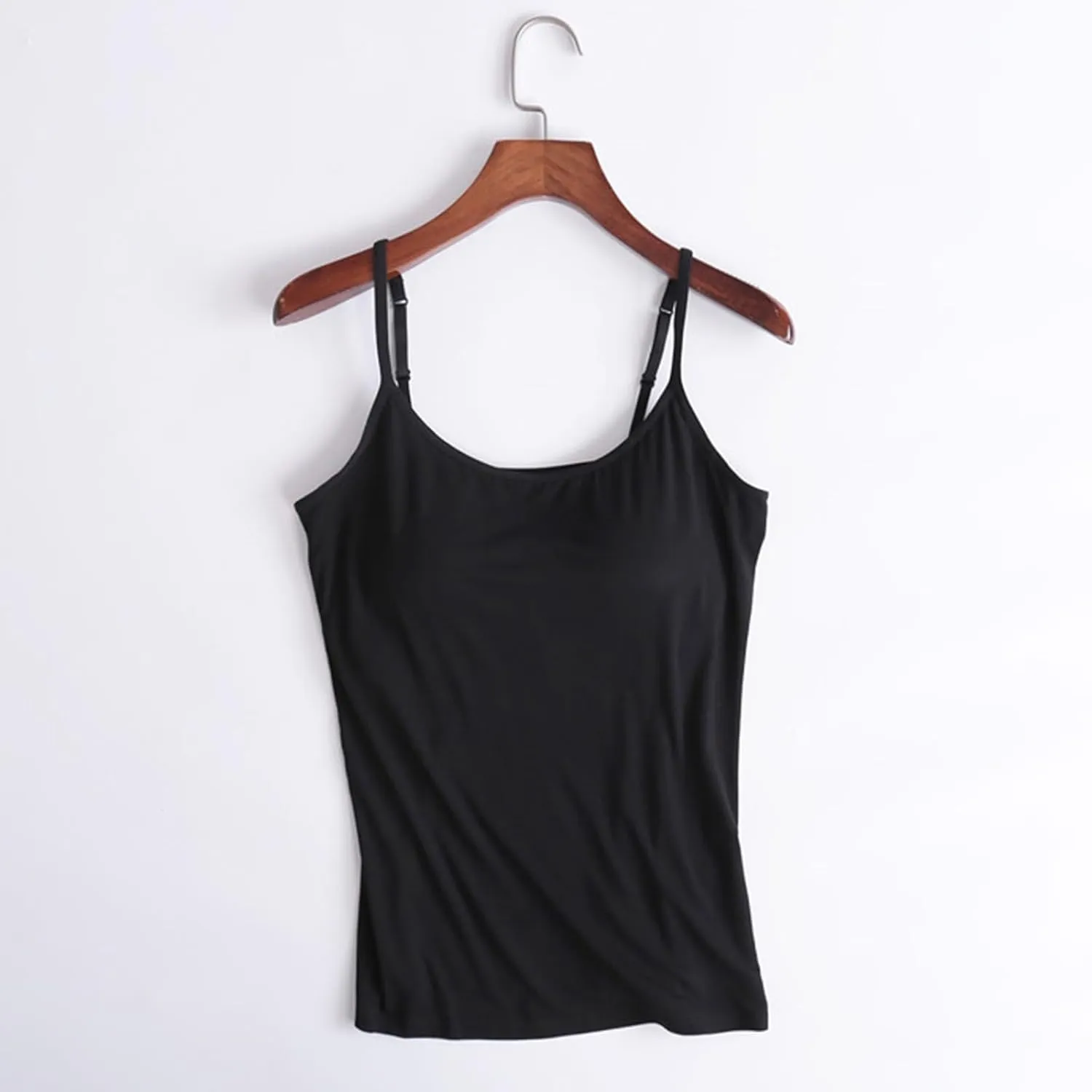 Tank Top with Built in Bra for Women Spaghetti Strap Camisole Cotton Padded Tops Sleeveless Yoga Shirts Undershirts