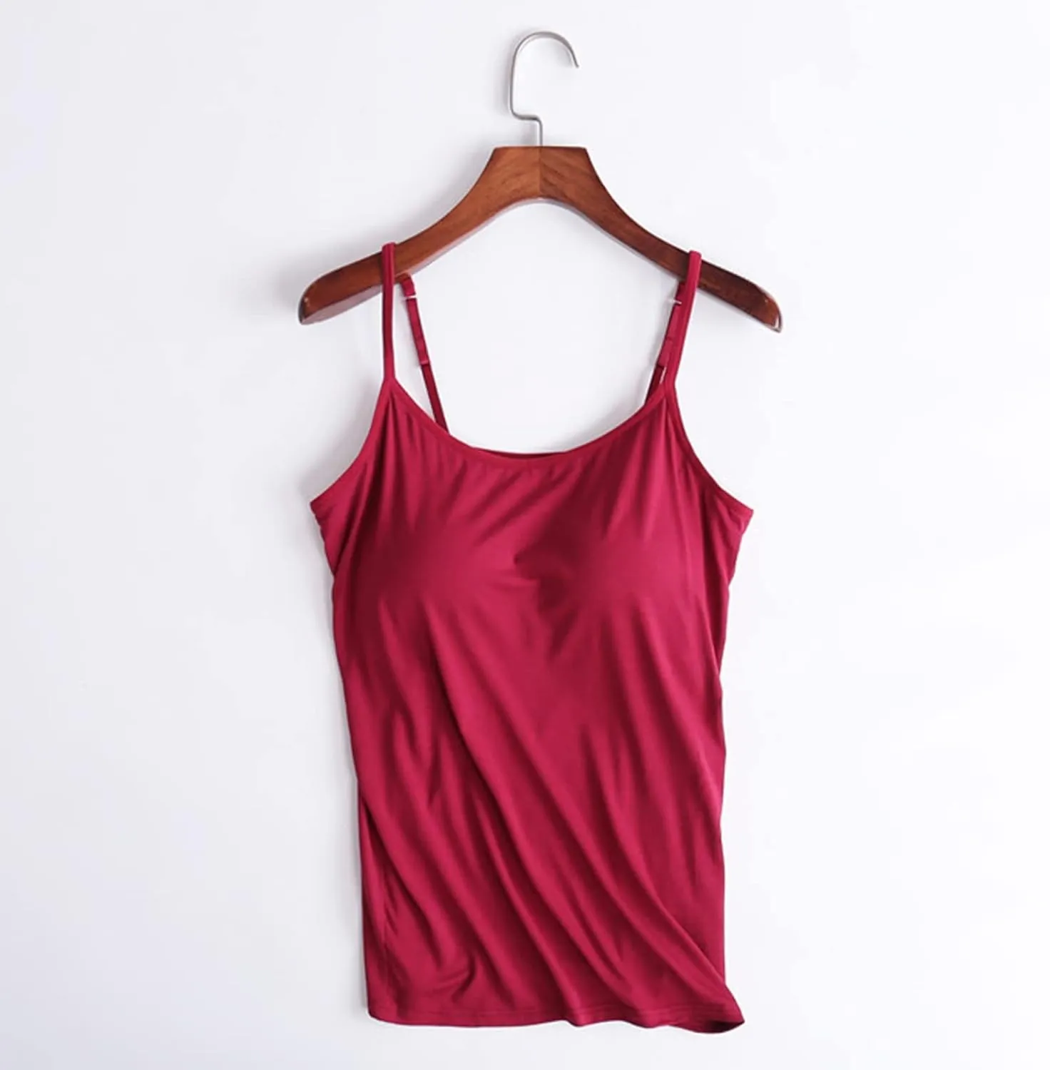 Tank Top with Built in Bra for Women Spaghetti Strap Camisole Cotton Padded Tops Sleeveless Yoga Shirts Undershirts