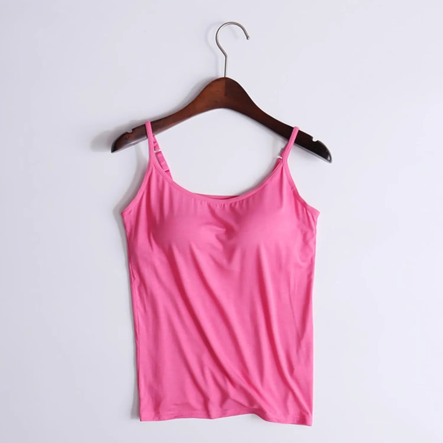 Tank Top with Built in Bra for Women Spaghetti Strap Camisole Cotton Padded Tops Sleeveless Yoga Shirts Undershirts