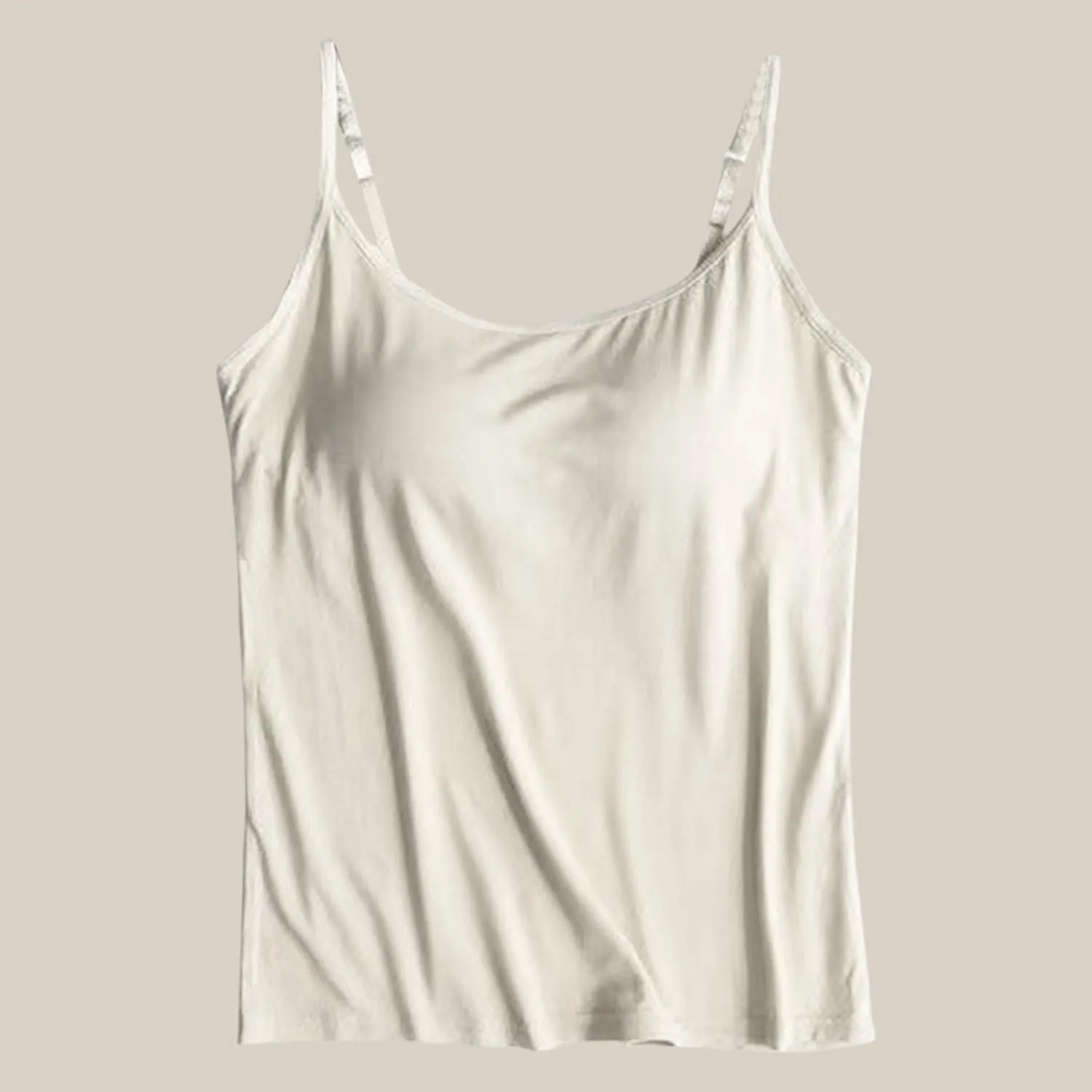 Tank Top with Built in Bra for Women Spaghetti Strap Camisole Cotton Padded Tops Sleeveless Yoga Shirts Undershirts