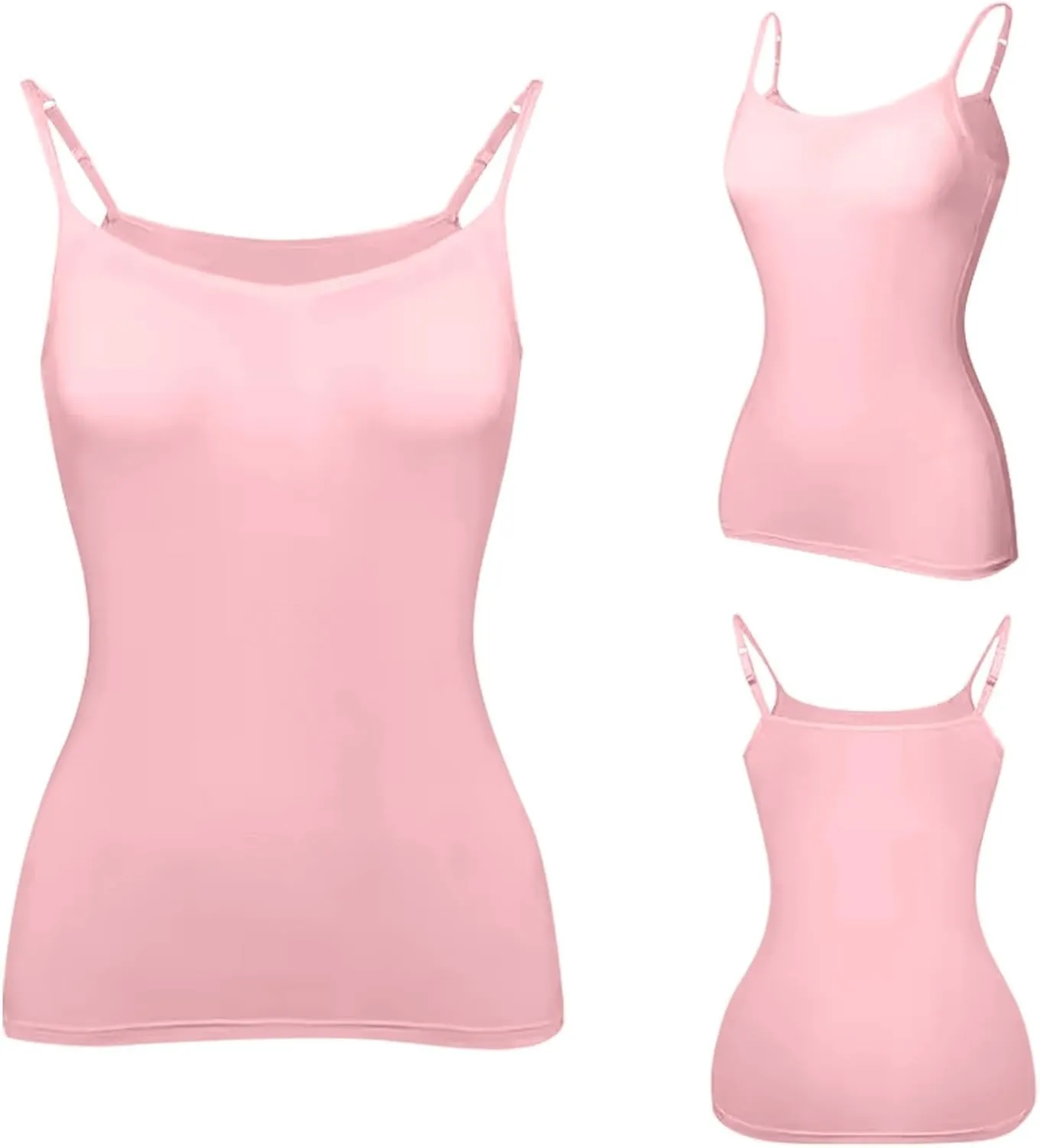 Tank Tops with Built in Bra for Women Sleeveless Spaghetti Strap Camisole Plus Size Cotton Padded Workout Basic Tops