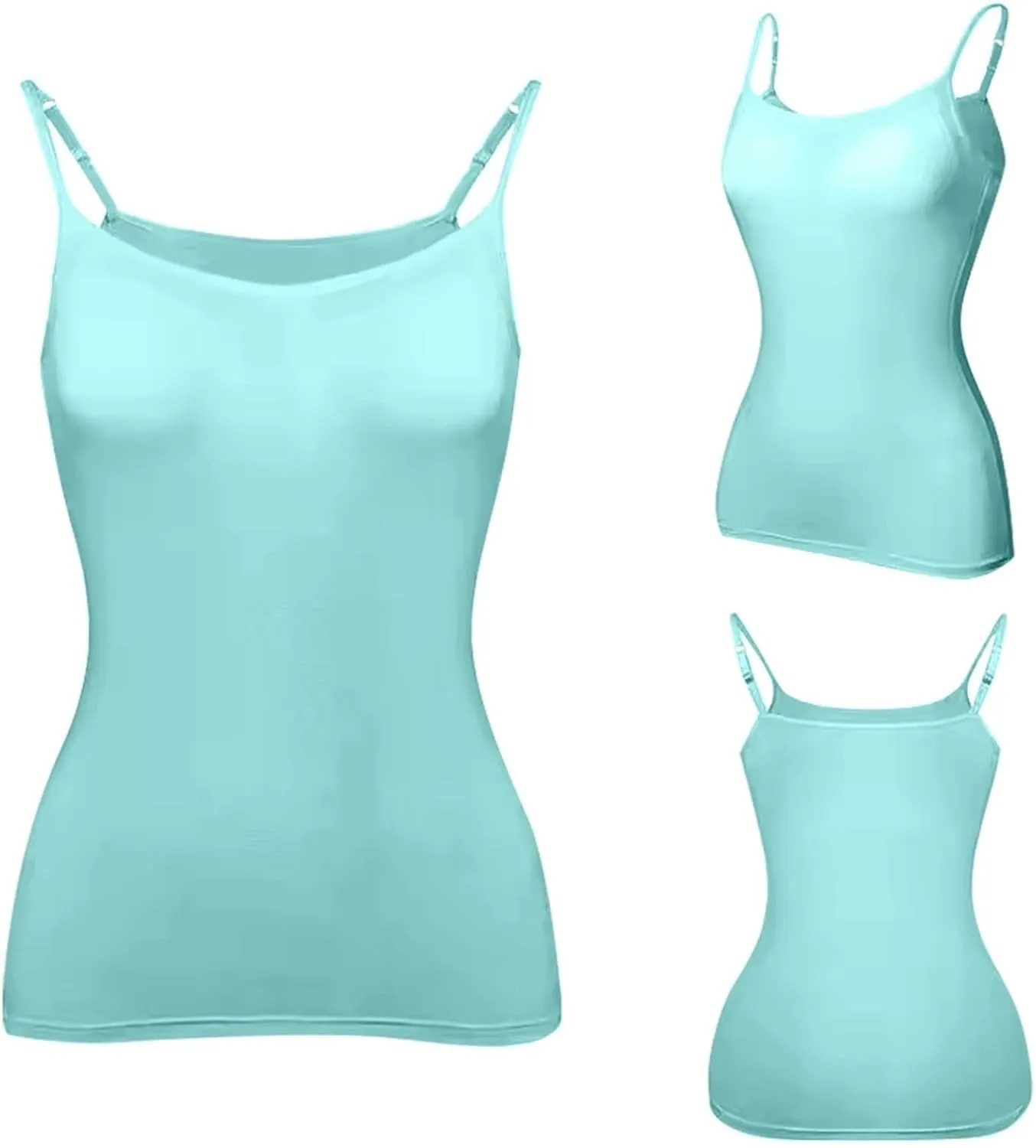 Tank Tops with Built in Bra for Women Sleeveless Spaghetti Strap Camisole Plus Size Cotton Padded Workout Basic Tops