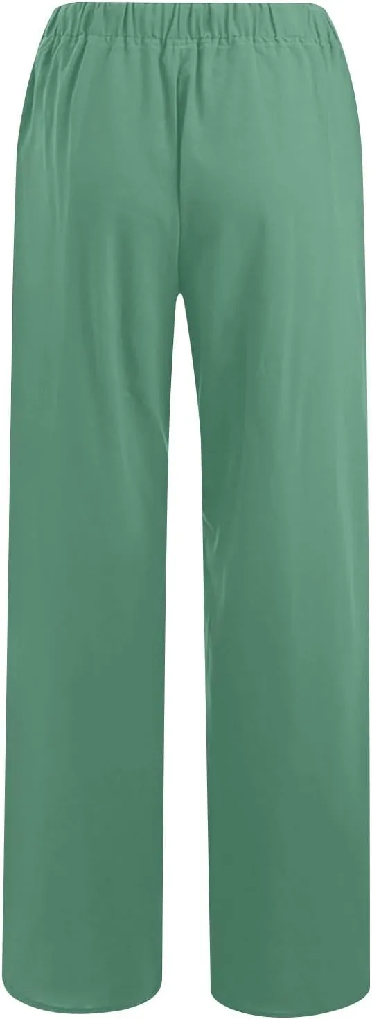 TARIENDY Womens Casual Pants Drawstring Elastic Waist Wide Leg Trousers Loose Comfy Lounge Long Palazzo Pant with Pockets