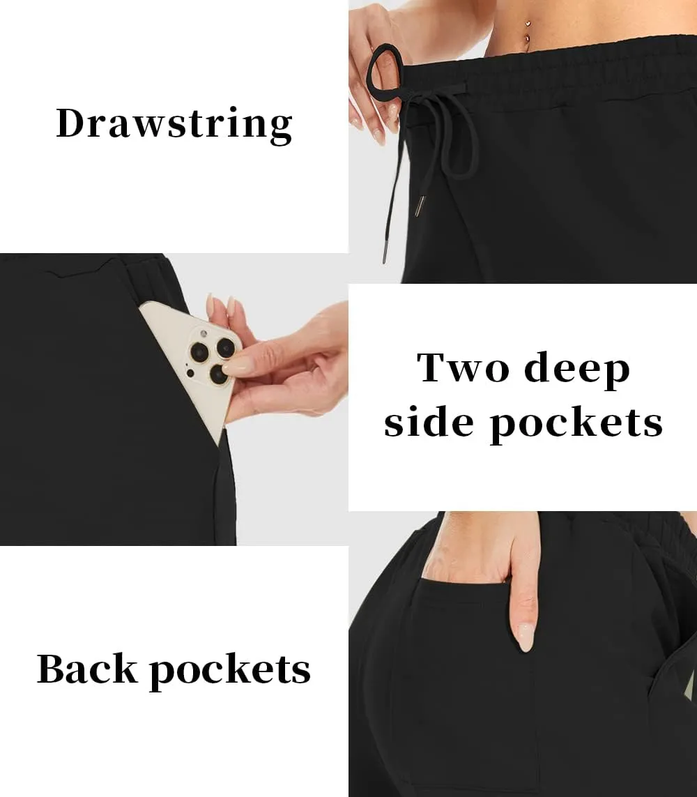 TARSE Women's Bermuda Shorts Long Cotton Loose with Pockets Knee Length for Yoga Casual Walking Exercise Shorts