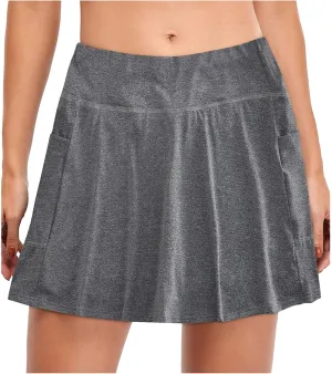 Tennis Mini Skirt with Shorts Solid Color Skort with Pocket Casual Loose Trendy 2025 Activewear Elastic Shorts