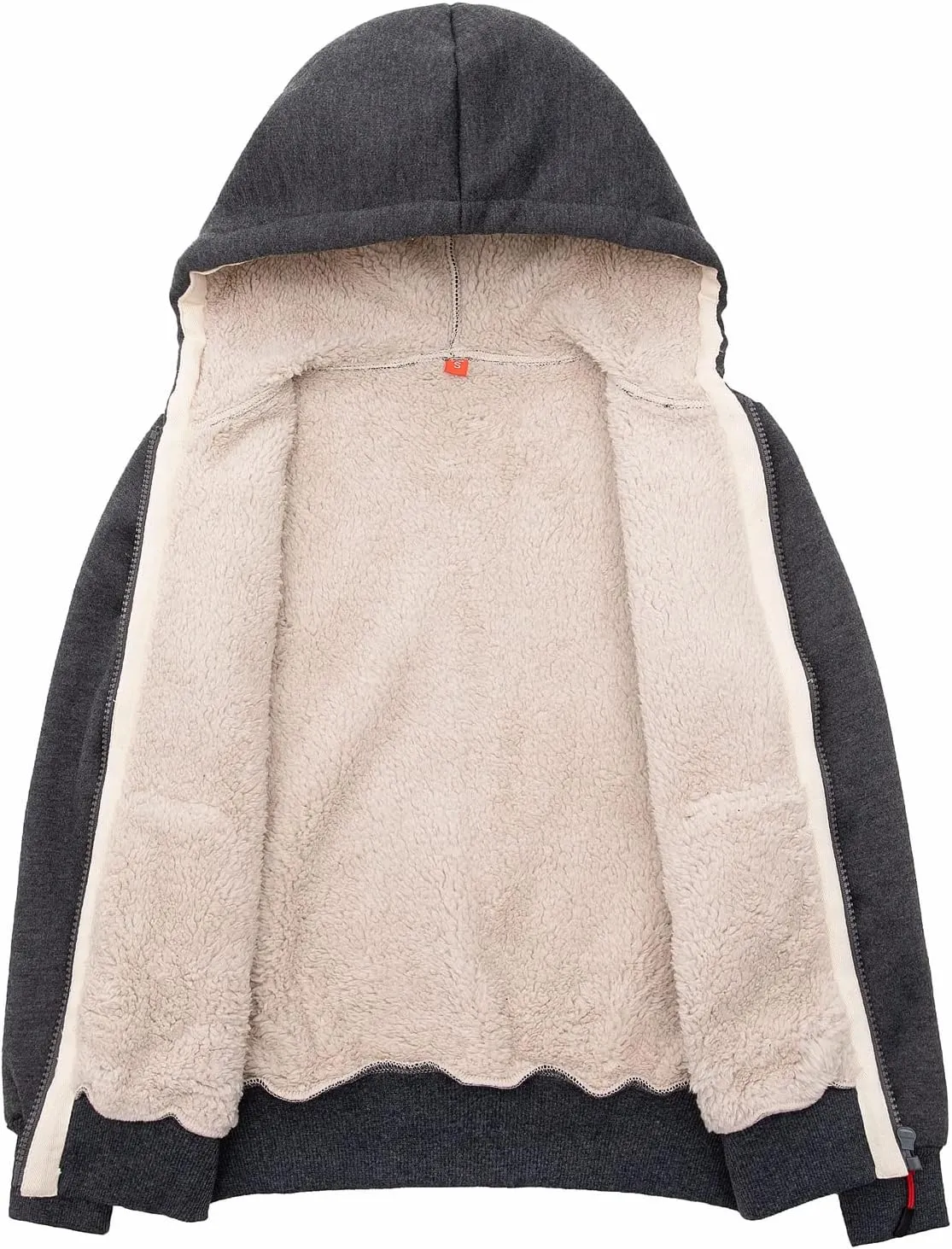 ThCreasa Kids Sherpa Fleece Lined Hoodie Jacket,Zip-Up Hooded Plaid Sweatshirt Jackets