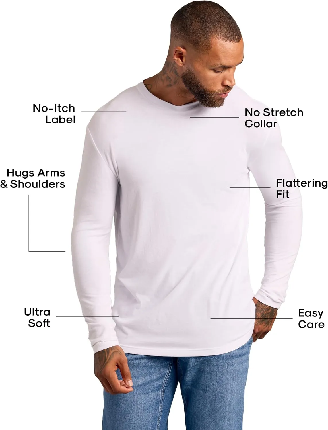 True Classic Mens Long Sleeve Tee Shirts - Classic Henley & Crew Neck Long Sleeve T Shirt - Regular and Tall Thermal Shirts