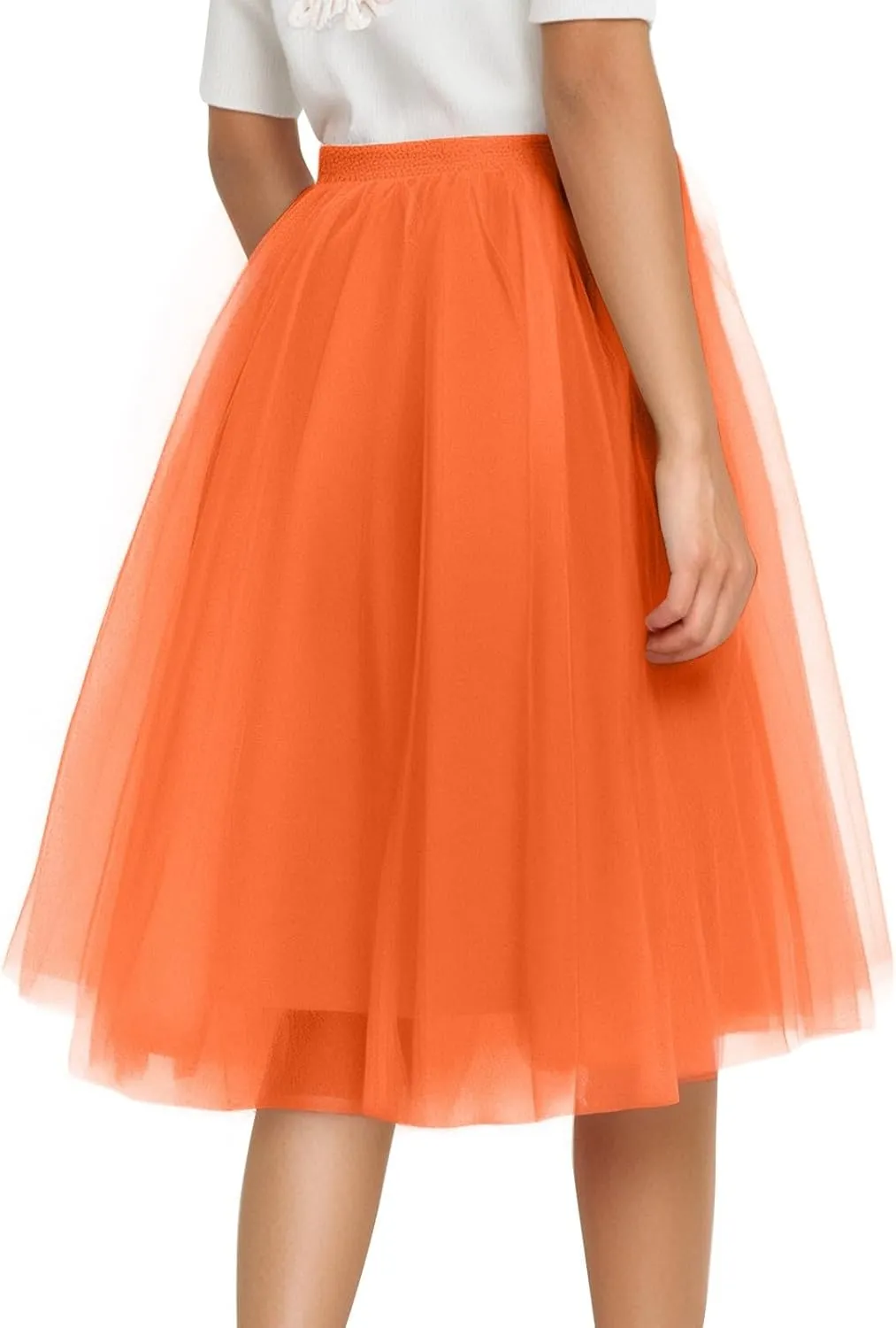 Tulle Skirts for Women Midi Layered A Line Skirt Skorts Elastic High Waisted Tutu Skirt for Prom Party