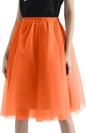 Tulle Skirts for Women Midi Layered A Line Skirt Skorts Elastic High Waisted Tutu Skirt for Prom Party