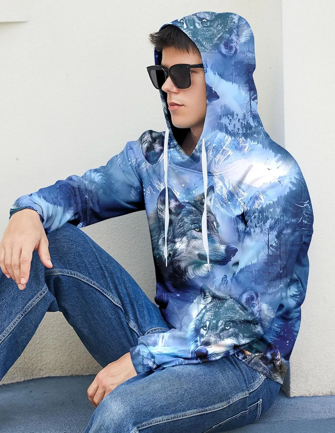 Unisex Cool 3D Fleece Liner Hoodies Upgrade Quality Pullover Novelty Print Sweatshirt With Front Pocket S-XXL