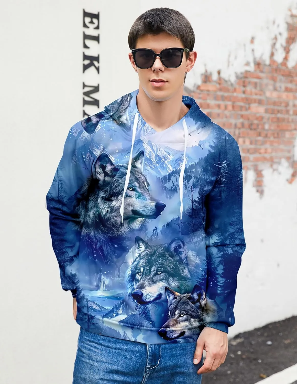 Unisex Cool 3D Fleece Liner Hoodies Upgrade Quality Pullover Novelty Print Sweatshirt With Front Pocket S-XXL