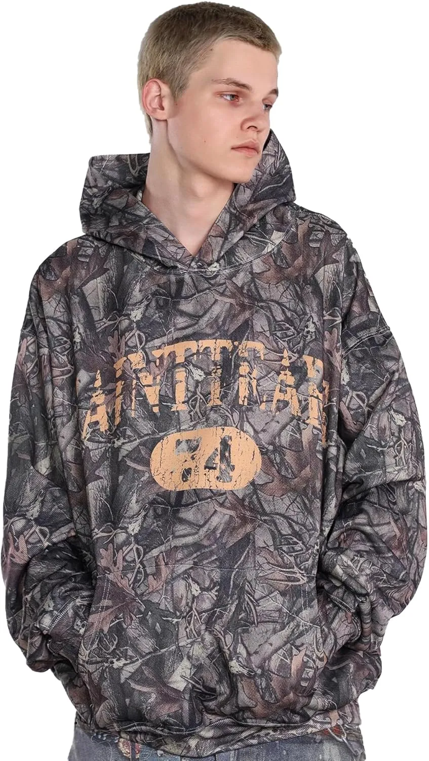 Unisex SAINT Hip Hop Vintage Full Patterm High Printed Loose Hooded Hoodie With Pocket