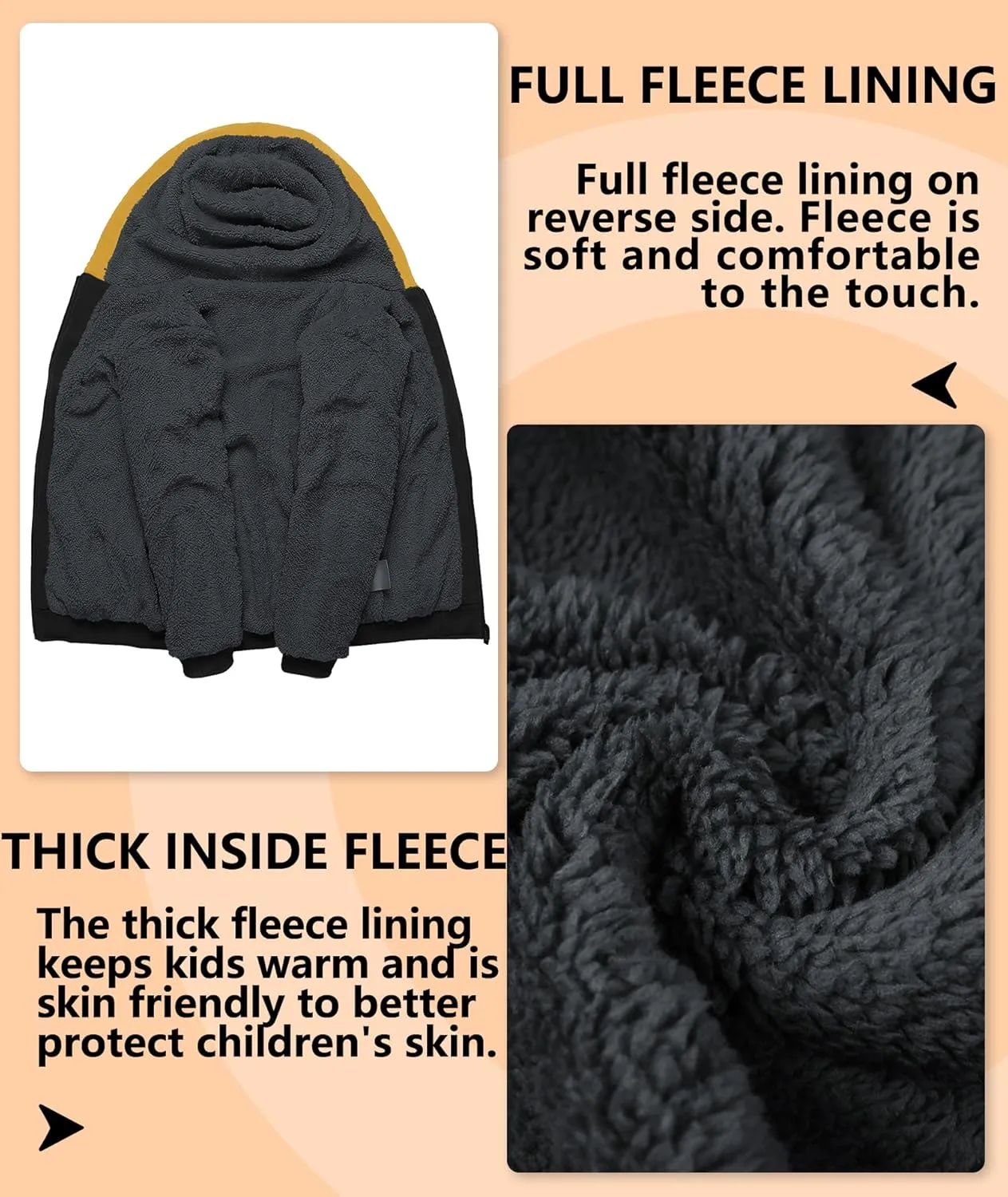 V VALANCH Boys Hoodie Zip Up Fleece Lined Jacket Warm Sherpa Hooded Sweatshirts for Boys Girls 6-15 Years