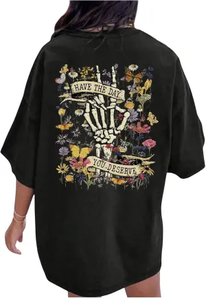 Verdusa Women's Plus Size Floral Graphic Tee Tops Round Neck Short Sleeve Casual T Shirt