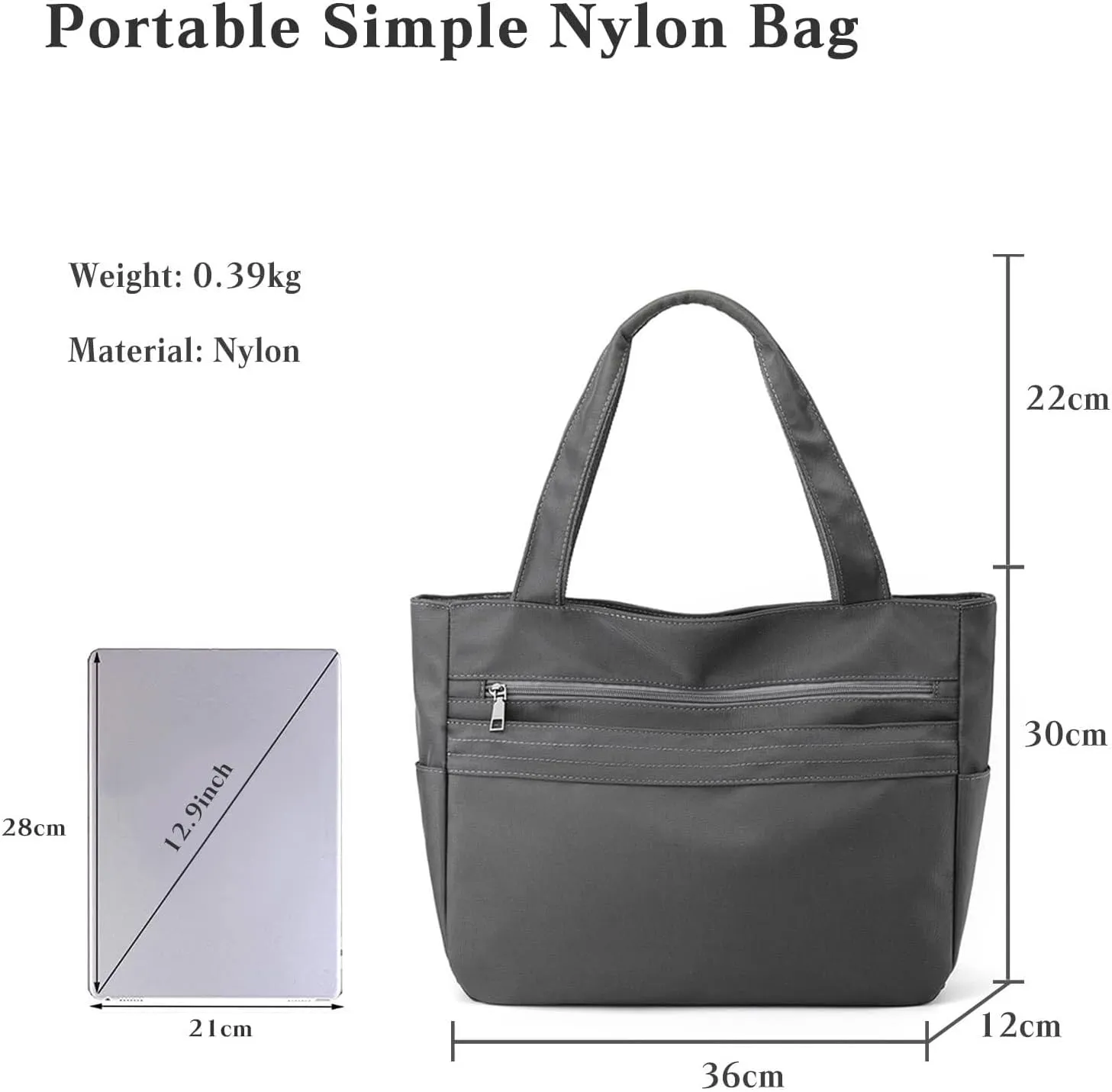 Waterproof Shoulder Multi Pockets Top Handle Casual Lightweight Tote Shopping Women Nylon Handbag