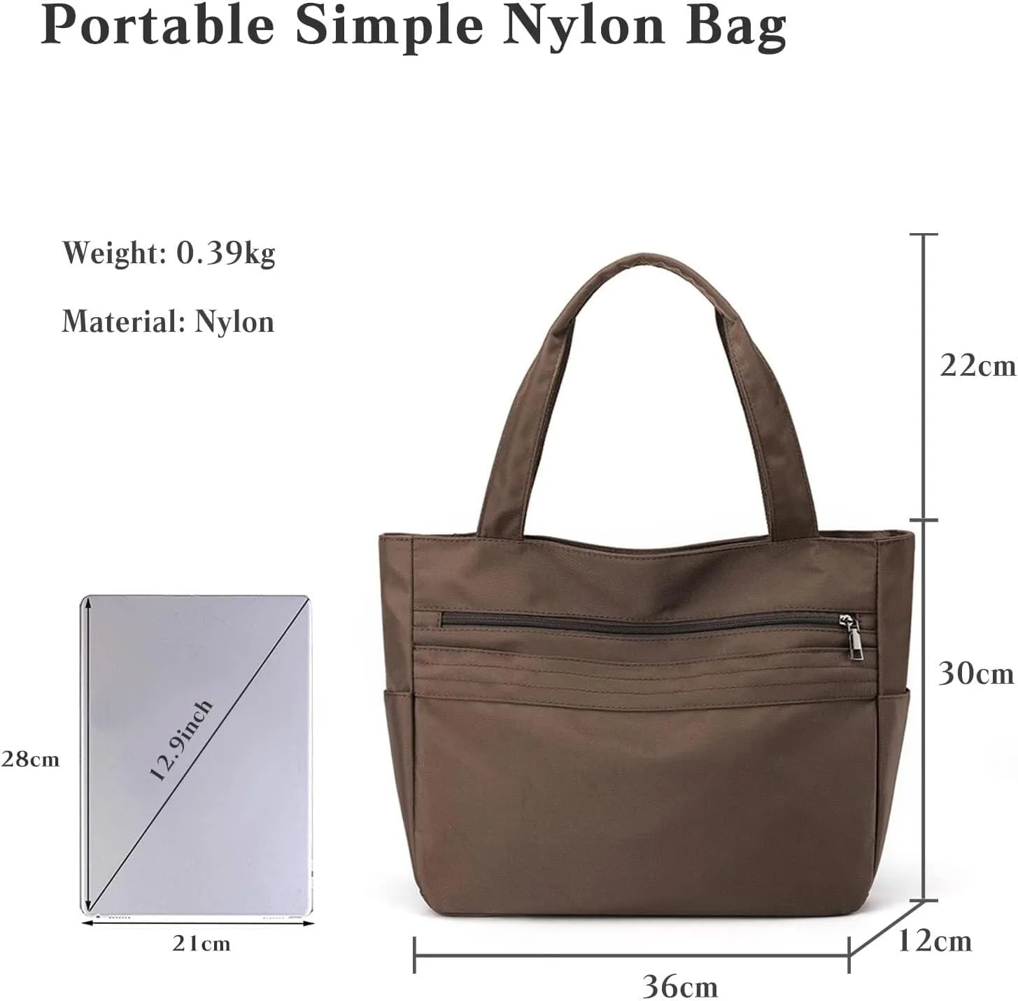 Waterproof Shoulder Multi Pockets Top Handle Casual Lightweight Tote Shopping Women Nylon Handbag