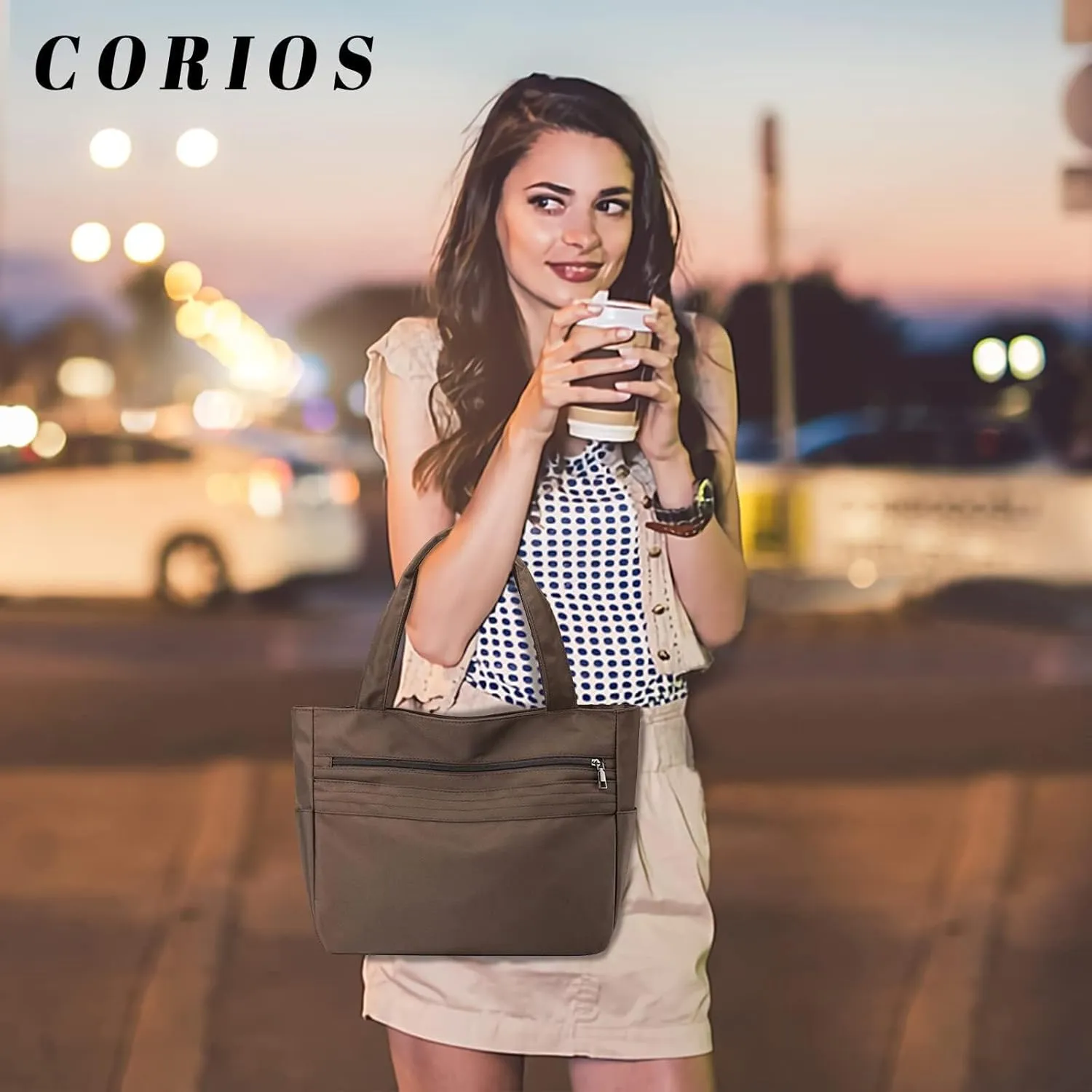 Waterproof Shoulder Multi Pockets Top Handle Casual Lightweight Tote Shopping Women Nylon Handbag