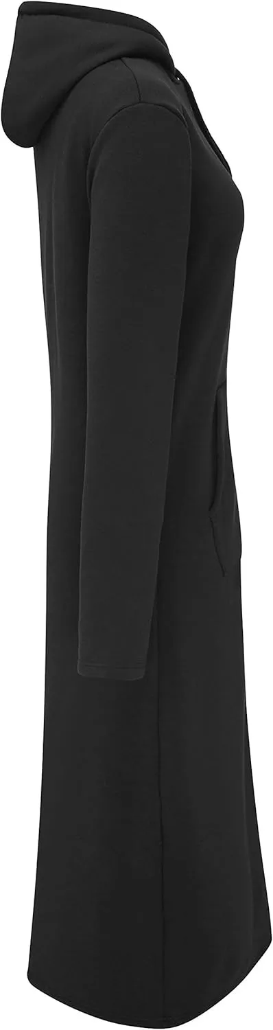 WenVen Womens Long Hoodie Dress Thicken Fleece Lined Pullover Sweatshirt