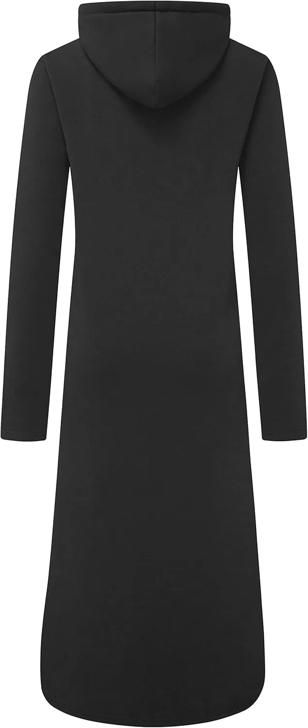WenVen Womens Long Hoodie Dress Thicken Fleece Lined Pullover Sweatshirt