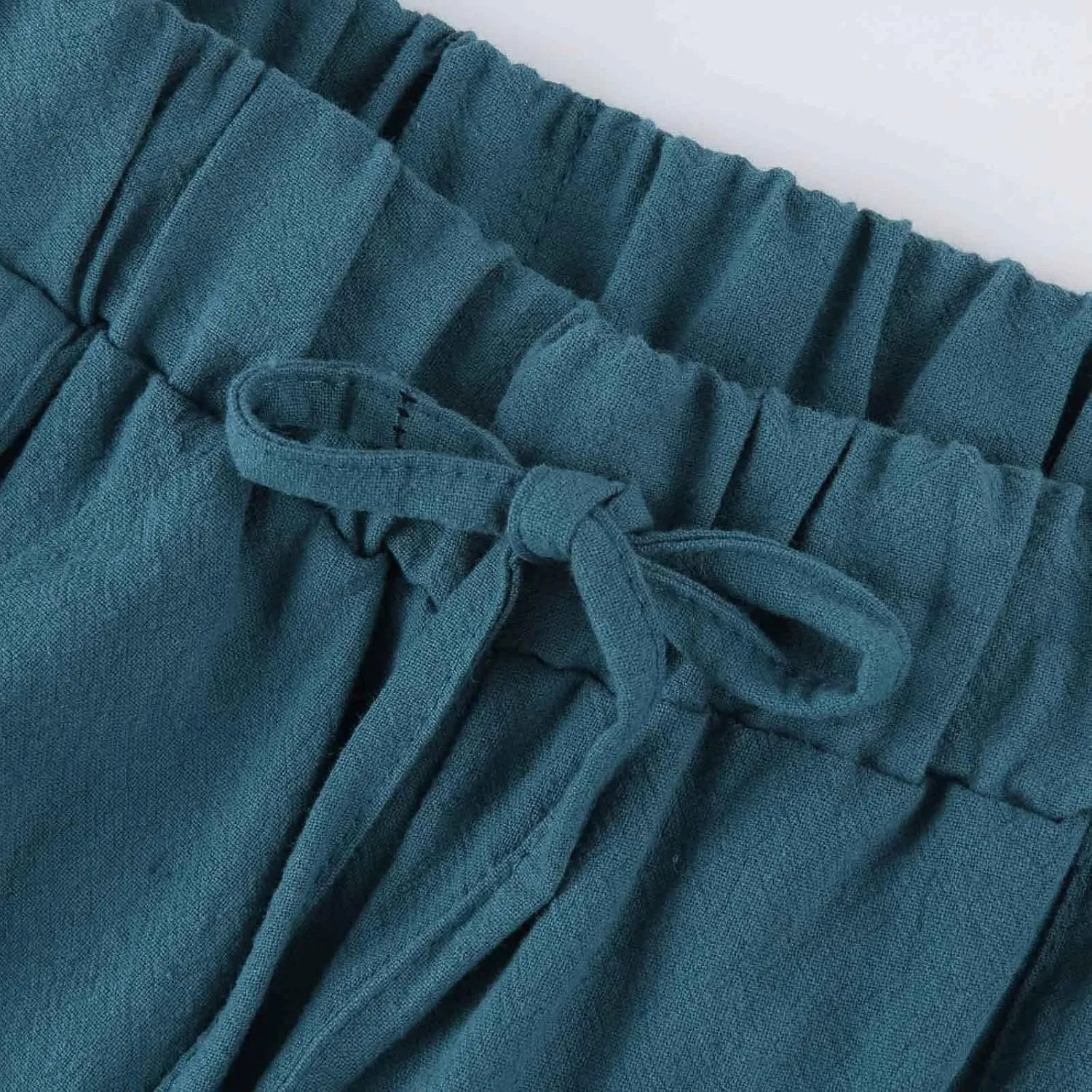 Wide Leg Linen Pants for Women Summer Casual Palazzo Flowy Boho Beach Pants Drawstring High Waist Palazzo Trousers