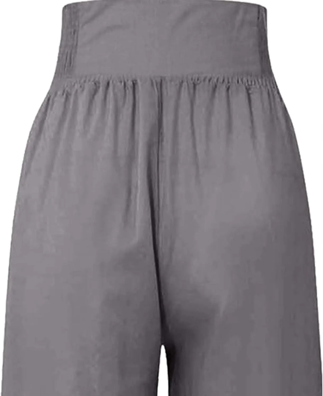 Wide Leg Work Pants for Women Pants Elastic Waist Summer Trousers 3/4 Length Pants with High Linen Pants for Women