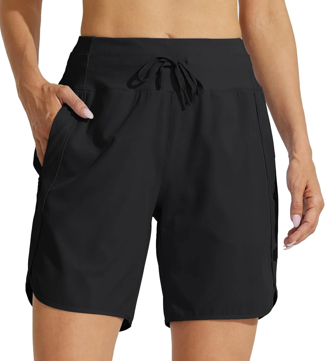 Willit Women's 7" Athletic Running Shorts Long Workout Hiking Shorts Quick Dry High Waisted Active Zipper Pocket