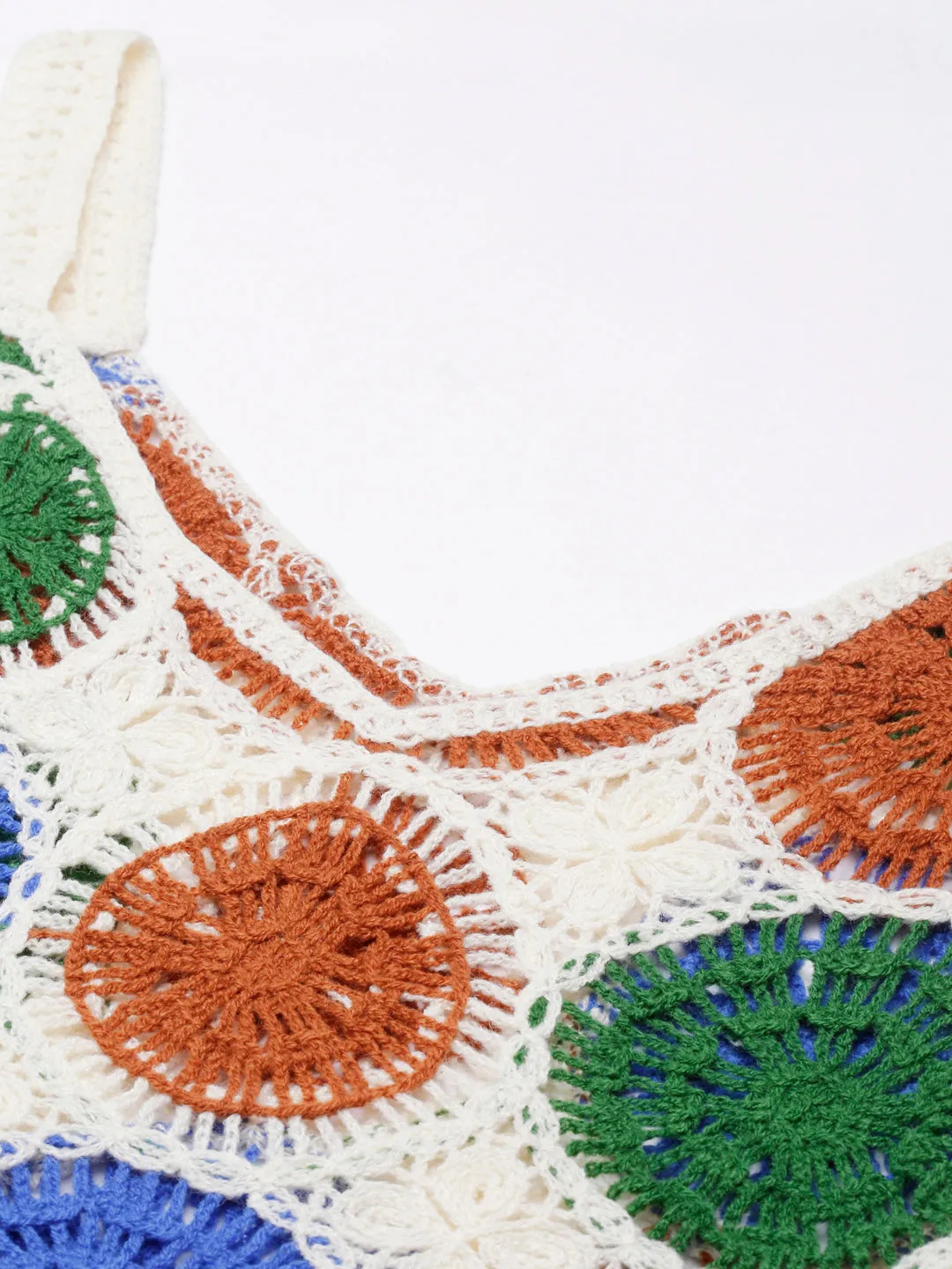 Women Brown Crochet Crop Top
