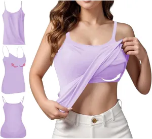 Women Camisoles Tank Top Trendy Basic Yoga Vest with Built in Padded Cotton 2025 Summer Home Daily Casual Shirts
