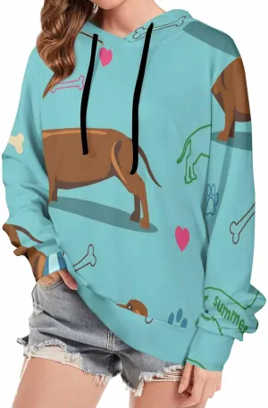 Women Hoodie Boston Terrier Pattern Oversized Drawstring Sweatshirts Hoodies Long Sleeve Shirts Pullover Clothes