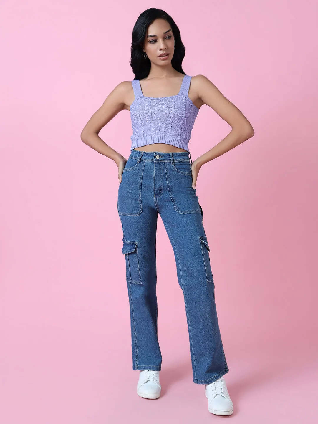 Women Lavender Crochet Bralette Crop Top