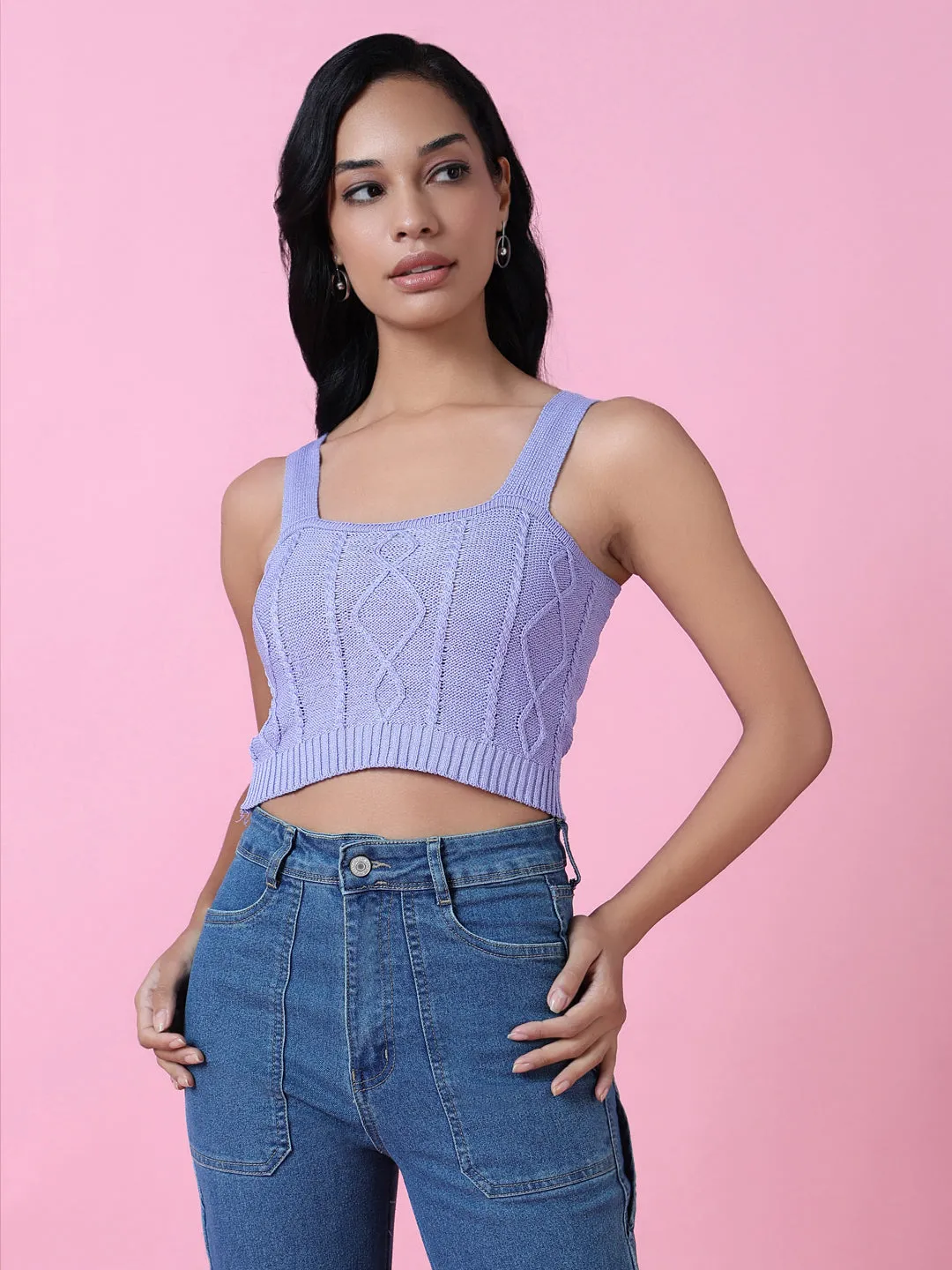 Women Lavender Crochet Bralette Crop Top