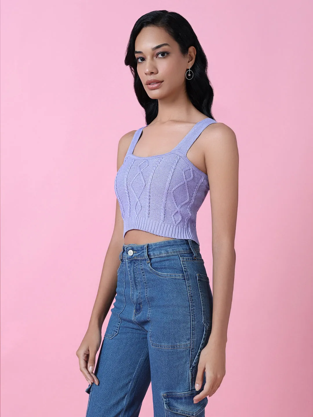 Women Lavender Crochet Bralette Crop Top