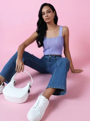 Women Lavender Crochet Bralette Crop Top