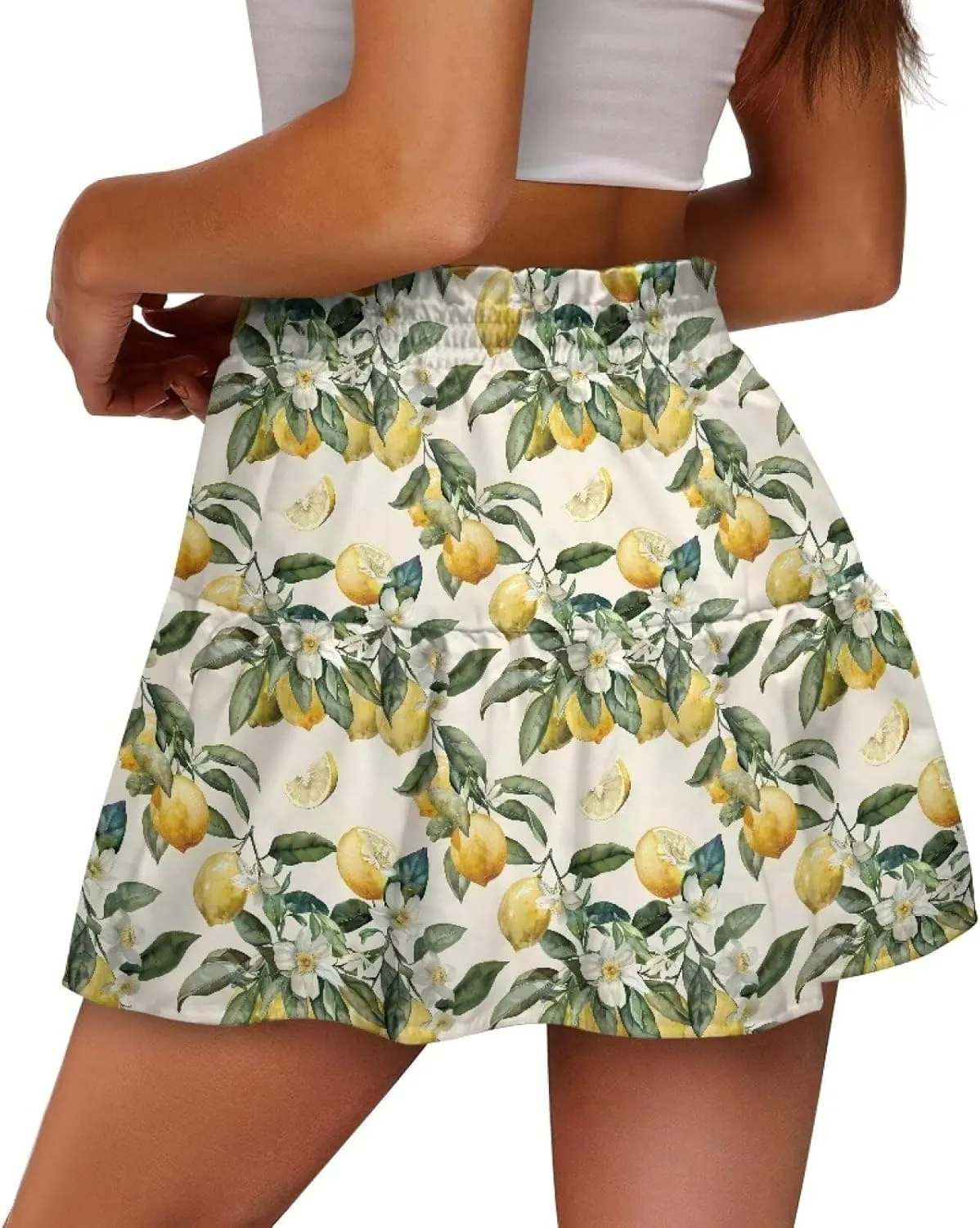 Women Pleated Flowy Skirt A-Line Printed Sexy Mini Skirts for Vacation Travel Parties Dance