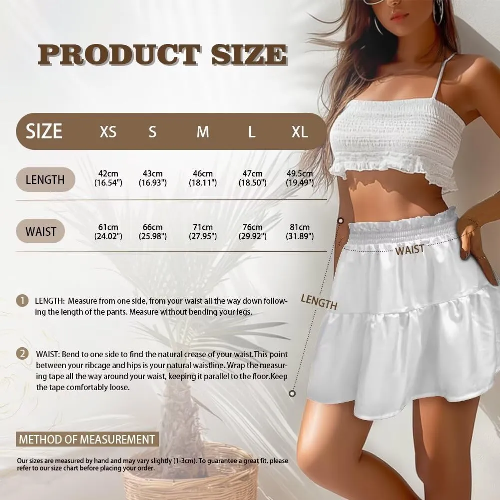 Women Pleated Flowy Skirt A-Line Printed Sexy Mini Skirts for Vacation Travel Parties Dance