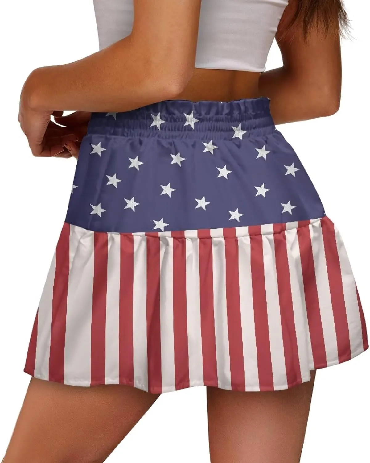 Women Pleated Flowy Skirt A-Line Printed Sexy Mini Skirts for Vacation Travel Parties Dance