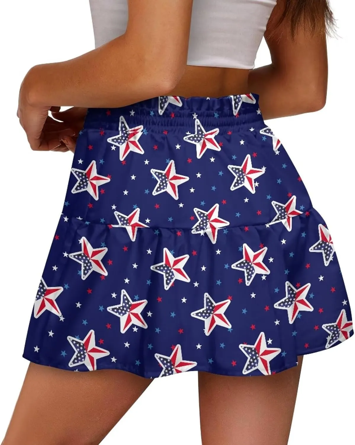 Women Pleated Flowy Skirt A-Line Printed Sexy Mini Skirts for Vacation Travel Parties Dance