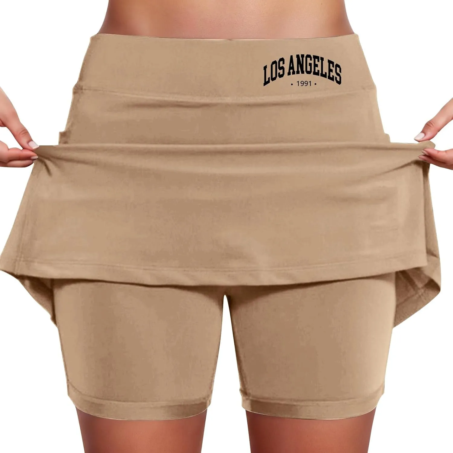 Women's Athletic Skorts 2025 Summer Los Angeles High Waisted Tennis Shorts Sports Running Gym Breathable Skirt Shorts