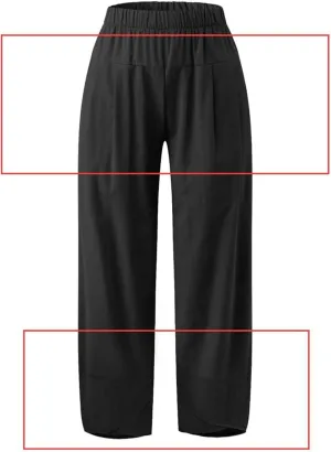Women's Capri Linen Pants Drawstring Straight Leg 2025 Casual Summer Pants Loose Cropped Trouser