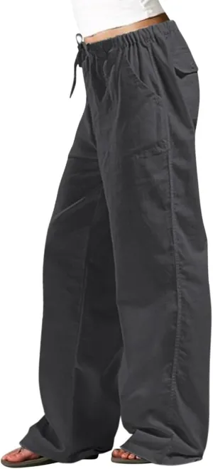 Women's Cotton Linen Summer Palazzo Pants Straight Dress Drawstring Palazzo Pants Casual Lounge Long Trouser